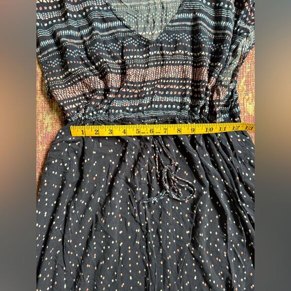 A:glow Maternity women’s Large Dress Navy Blue Pink patterned v neck tie waist - Picture 6 of 10